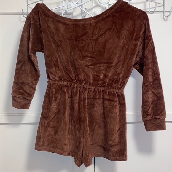 Fashion Nova Medium Brown Velour Romper Suit - Picture 2 of 14